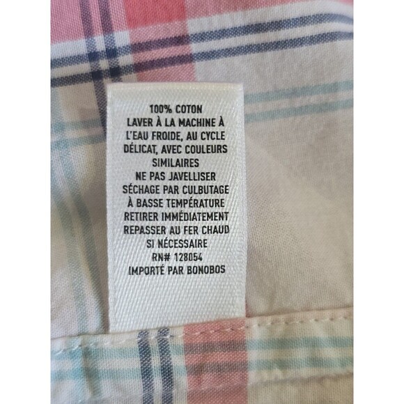 Bonobos Tailored Fit Shirt Mens Size Large Long Pink White Plaid Button Down - Picture 12 of 14